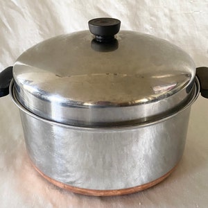 Vintage Copper Clad 1801 Revere Ware Process Patent Mark 6Qt Dutch Oven With Dome Lid