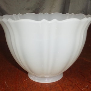 May include: White frosted glass lampshade with a scalloped edge and a tulip shape.