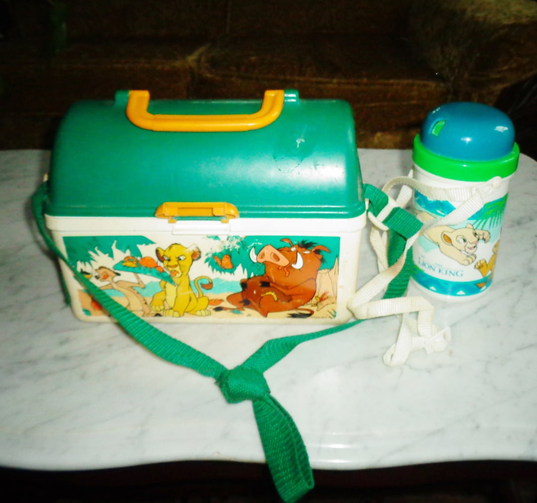 1990s Pecoware Disneys Lion King Lunch Box With Covered Drinking Glass 