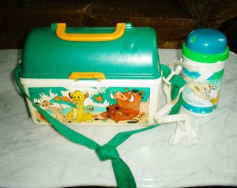 1990s Pecoware Disneys Lion King Lunch Box With Covered Drinking