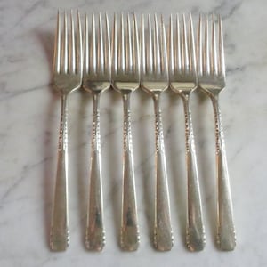 Banbury Brookwood Wm A Rogers A1 Plus Oneida set of 6 Silver Plate Dinner Forks
