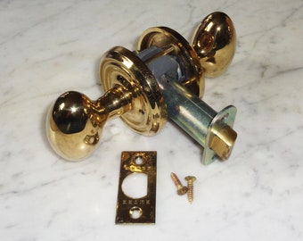 Emtex OVAL Egg Polished Brass Door Knob & Plate Cover Set Complete Dummy Handles