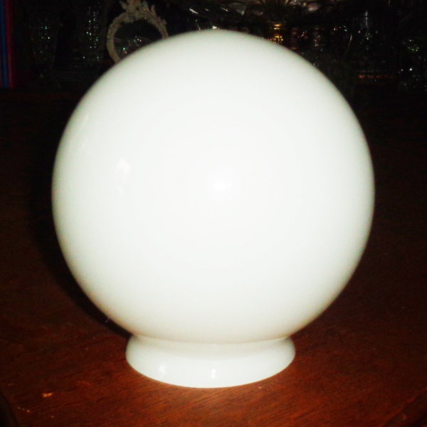 Ball Orb Globe Vintage MidCentury Hollywood Regency Lightolier 5 1/2 inch WHITE Glass 3 1/8 fitter rim, G1