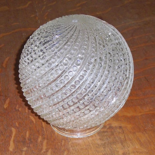 Hobnail Swirl Glass Ball Globe Shade for Swag Hanging Fixture, Vintage Fancy
