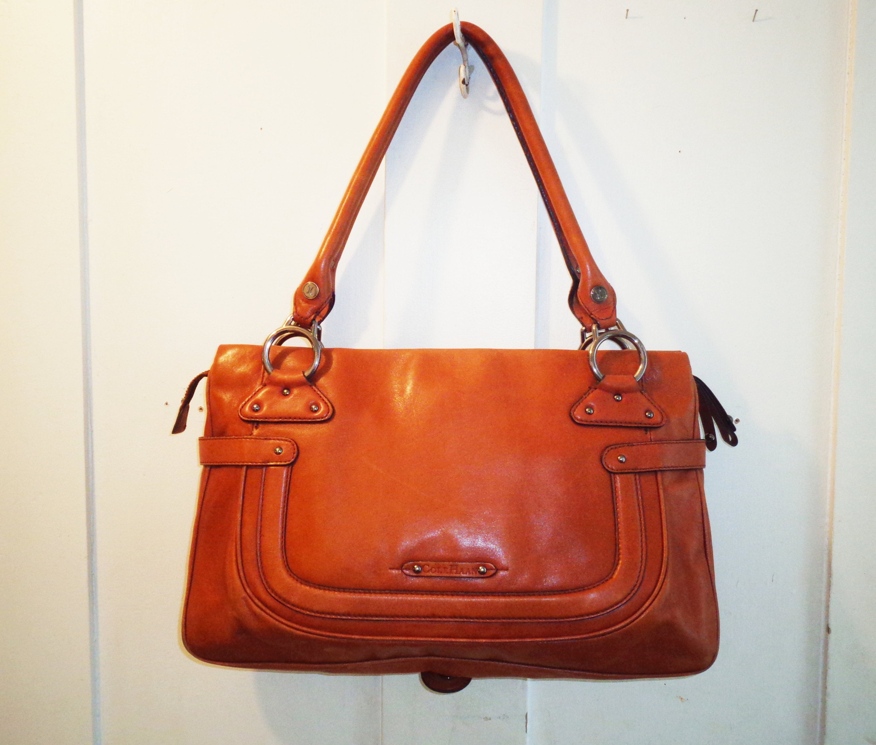 Vintage Cole Haan Leather Purse Hand Bag 16x10x2.5 Inch Etsy