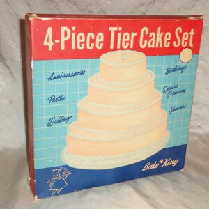 Bake King Pans 4 Piece Tier Cake Set in Original Box chicago Metallic Mfg Co