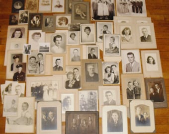 Vintage Family Photographs lot of 49 ~ Groups, Children, Couples & Singles 1930s-1960s