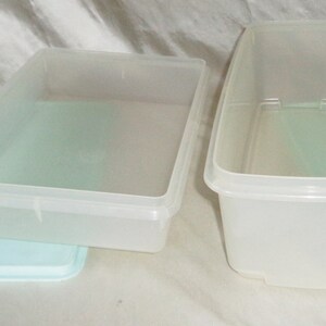 Tupperware Vintage Sheer White W Blue Lids Square & Rectangle Storage ...