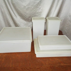Vintage Sheer White Tupperware Square & Rectangle Storage Containers ~ 1950s #794 290 1314 166