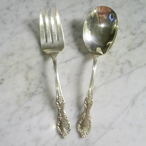 WM Rogers MFG Co Extra Plate Grand Elegance Meat Serving Fork & Casserole Spoon