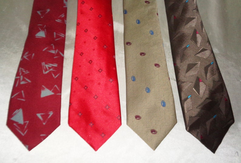 Gian Paolo Italia Silk & Polyester 4 Vintage Mens Neck Tie's 1980s Red Brown Tones image 2