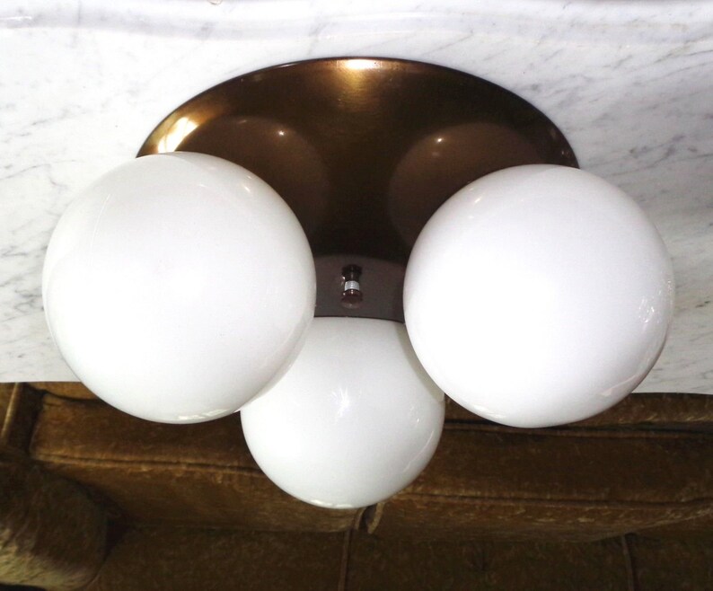 Bronze Orb Ceiling Light Fixture Nos Vintage Mid Century Image 0
