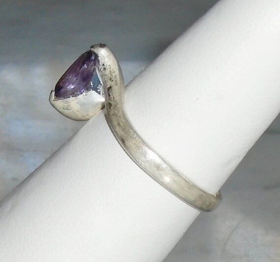 Amethyst Stone Cocktail ring Beautiful Silver Ova… - image 2