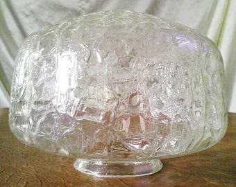 Vintage 9 inch Crackle Glass Oval Orb Globe Ceiling Light Cover w 3 7/8" Fitter Rim