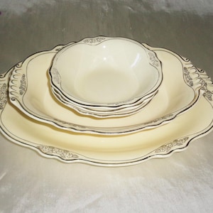 Homer Laughlin Silver Virginia Rose - Servierplatte, Veggie Schale & Obstschalen