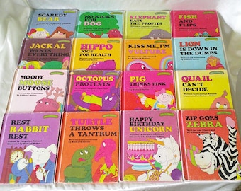 Lote/conjunto de 16 libros grandes de tapa dura de la serie Sweet Pickles, de la editorial Hefter, fechados entre 1977 y 1978.