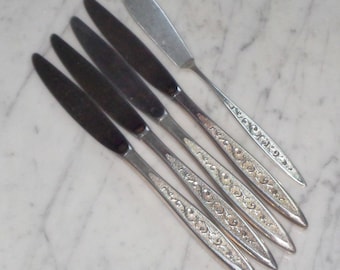 Details about   Rogers 1967 ESPERANTO Pattern 4 Dinner Knives 9 1/8”  IS Silverplate 