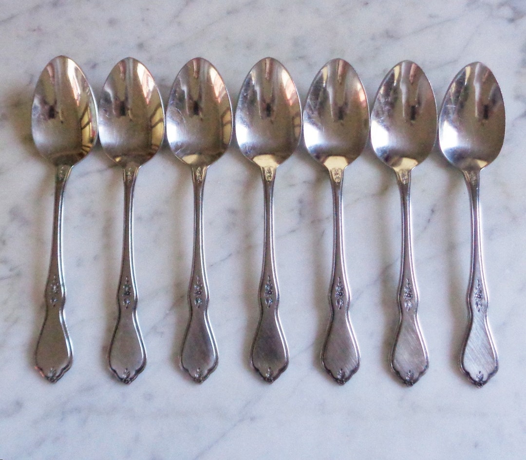 Morning Blossom Oneida Profile Stainless 6 Inch Set of 7 Teaspoons Etsy