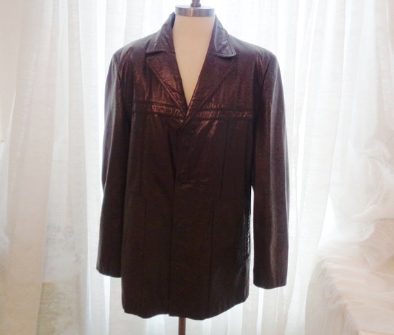 Bermans Mens Brown Leather Coat, Size 44 , Lined … - image 1