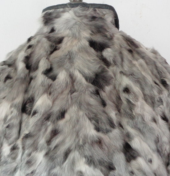 Fox Fur Coat w Leather Trim- Gray Black White Ton… - image 4