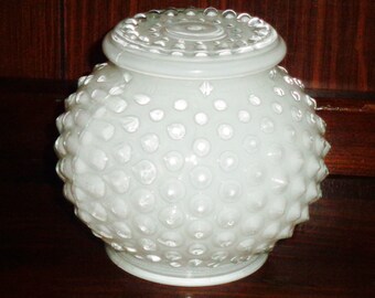 Hobnail globe Shade light or Sconce Fixture, 4 1/2in Vintage White & Clear Glass
