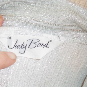 Vintage Judy Bond Size 14 Womens Silver Sleeve Blouse Shirt w Elastic Cuffs & Waist Seam image 6