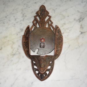 Antique Art Deco Copper Slip Shade Metal Wall Plate Sconce ONLY ~ No Glass or Electric