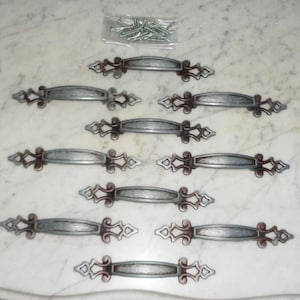 10 Amerock #172 Colonial Gray Cabinet Drawer Pull Handles 6 3/4in Vintage