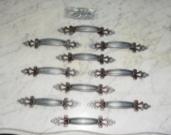 10 Amerock #172 Colonial Gray Cabinet Drawer Pull Handles 6 3/4in Vintage