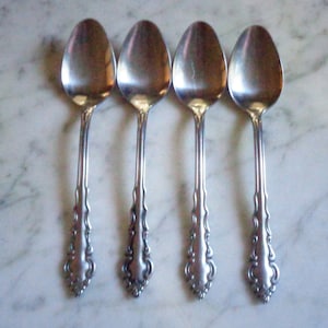 MELODY Stanley Roberts Rogers Stainless Steel 6 3/8 inch Set of 4 Teaspoons