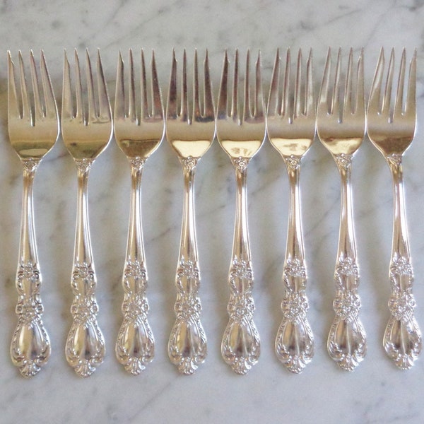 1847 Rogers IS Silver Plate Heritage 6 3/4 inch Set of 8 Salad Dessert Forks