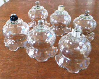 6 Home Interiors Homco Syroco Ruffled Optic Glass Clear Candle Holder Glass Cups