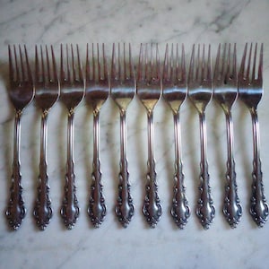 MELODY Stanley Roberts Rogers Stainless Steel 6 5/8 inch Set of 10 Salad Dessert Forks