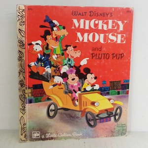 Walt Disney&#39;s Mickey Mouse and Pluto Pup Little Golden Book 49c #D76 1975 Golden Press