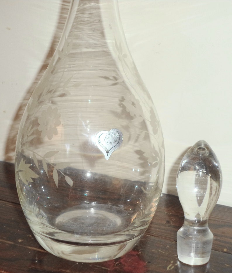 Javit Lead Crystal Turkey Wine Decanter W Stopper Etched Etsy