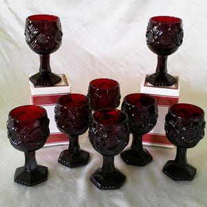 Juego de 8 copas de vino Avon Cape Cod de 11,7 cm (4 5/8 pulgadas) con 2 cajas, estilo vintage.