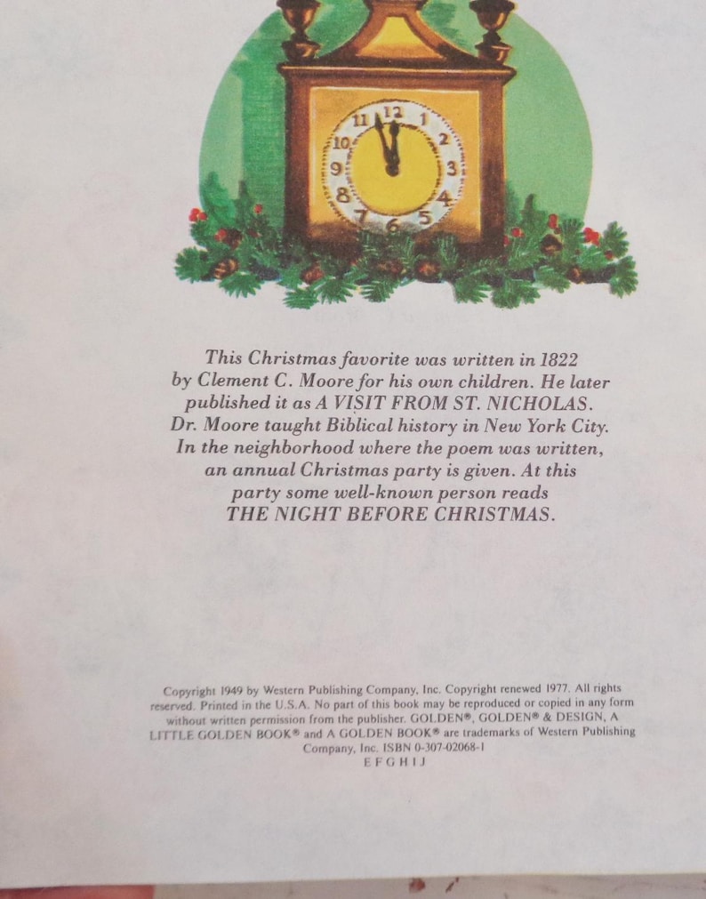 Little Golden Book the Night Before Christmas #450-9 1977 ~ Clement ...