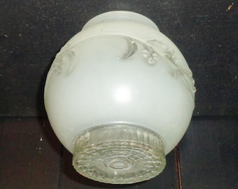 Copertura di ricambio per lampada a globo rotonda trasparente e bianca con motivo a foglia d'uva, attacco vintage da 3 1/4.