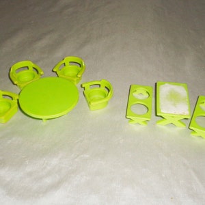 Fisher Price Little People Green Furniture, tafels en stoelen Lot, vintage