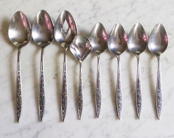 Ekco Eterna Santiago Custom Stainless Japan Serving & Sugar Spoons and 4 Table Soup Spoons