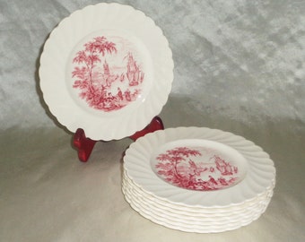 Two 2 Temp-tations by Tara in Blue Floral Relief 8 Salad Plates 