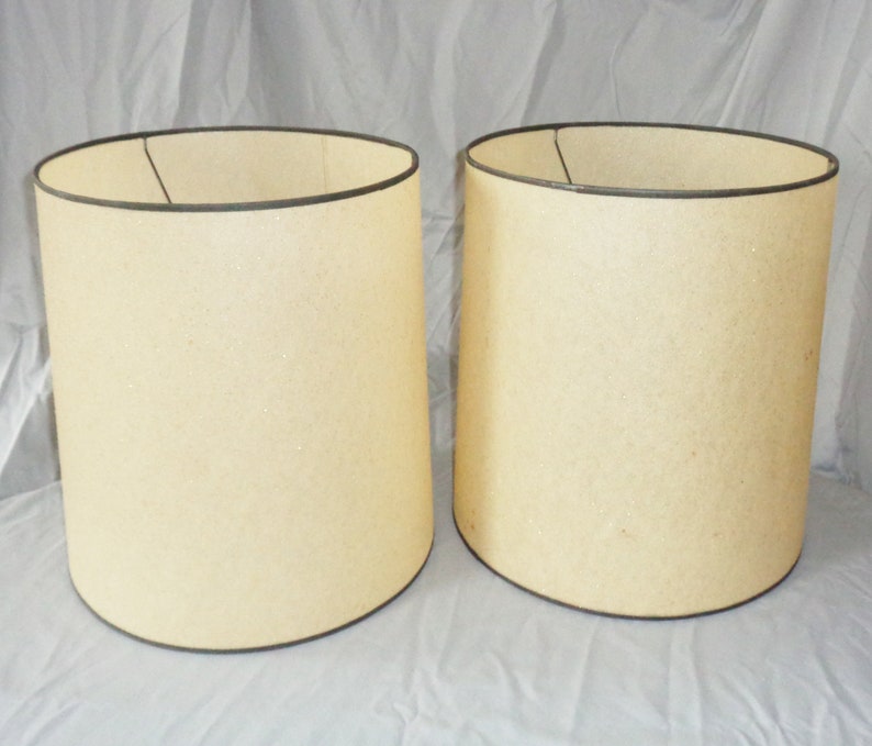 Fiberglass Drum Designer Lamps Lamp Shades 15x13 Inch Set Of 2 Vintage