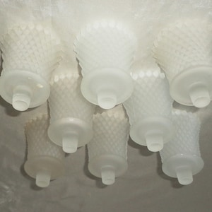 8 Home Interiors Frosted Clear White Diamond Cup Votive Candle Holders, Homco Syroco