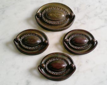 Tiradores de puerta y cajón vintage con placa trasera ovalada, 4 ojos, tipo aldaba, tipo mosquetón, vintage.