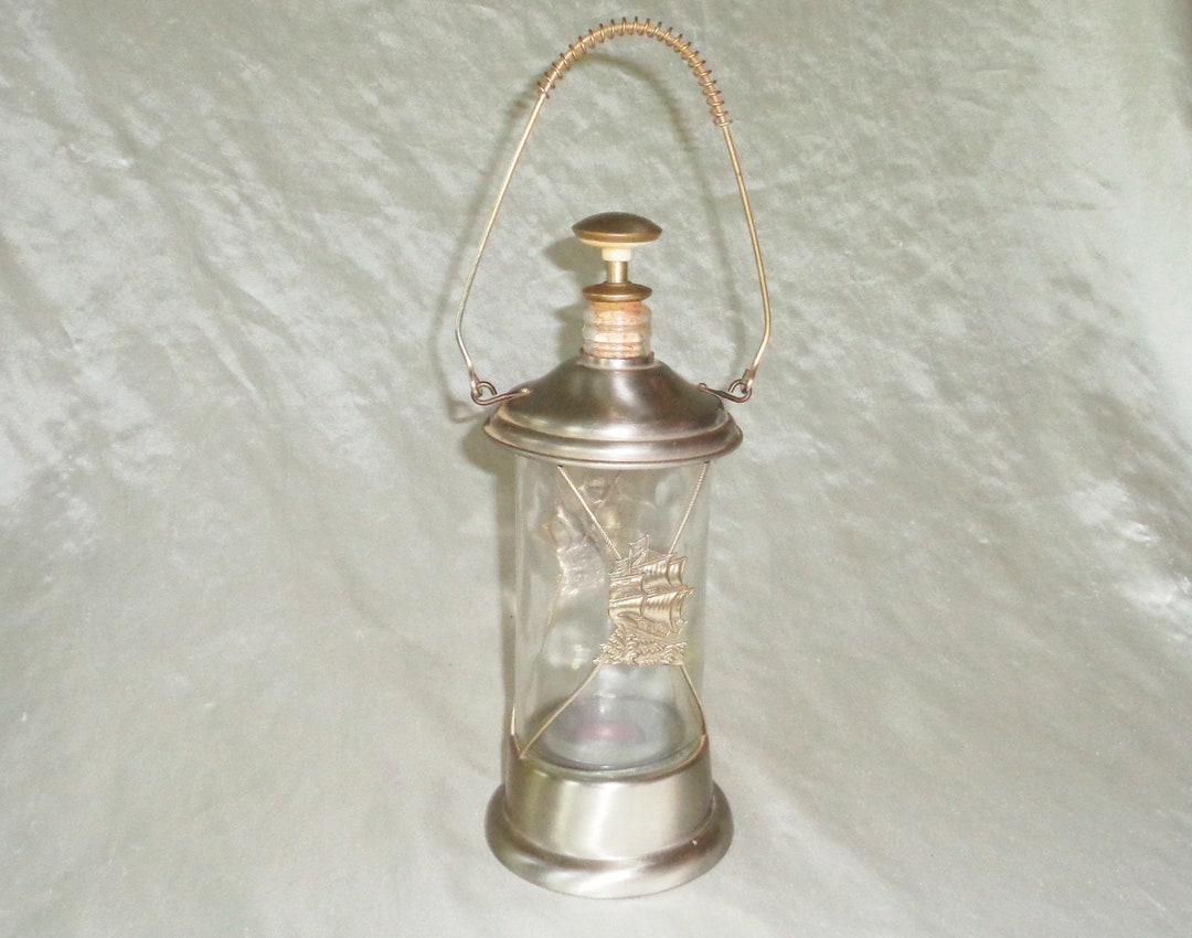 Decorative Nautical Music Box Glass Lantern Liquor Bottle W Hanging or