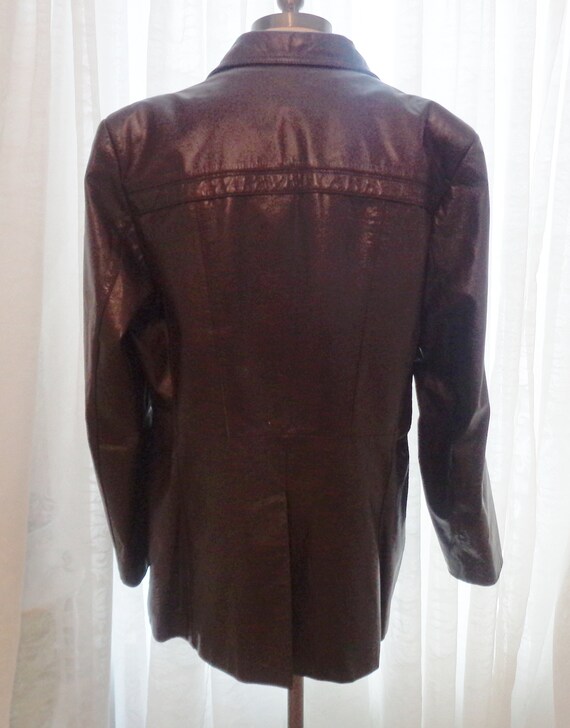 Bermans Mens Brown Leather Coat, Size 44 , Lined … - image 4