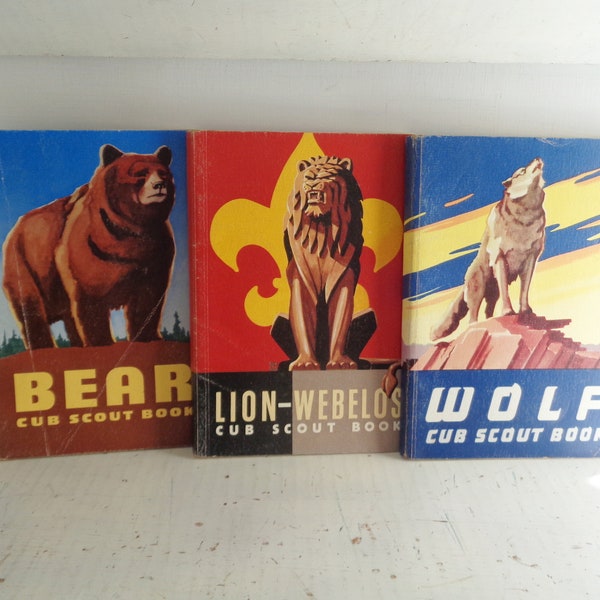 1960-62 Boy Scout Wolf Bear Lion Cub softcover Hand Books