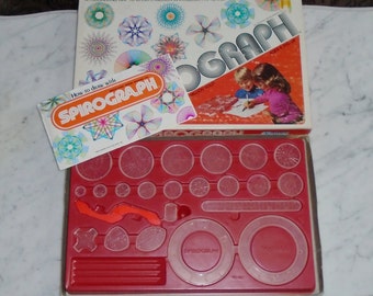 Vintage 1979 Kenner RED SPIROGRAPH Set in Box w Instructions, Missing only Pens