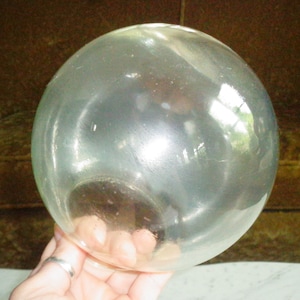 Lightolier CLEAR Opalescent Glass Ball Orb Globe Vintage MCM Hollywood Regency