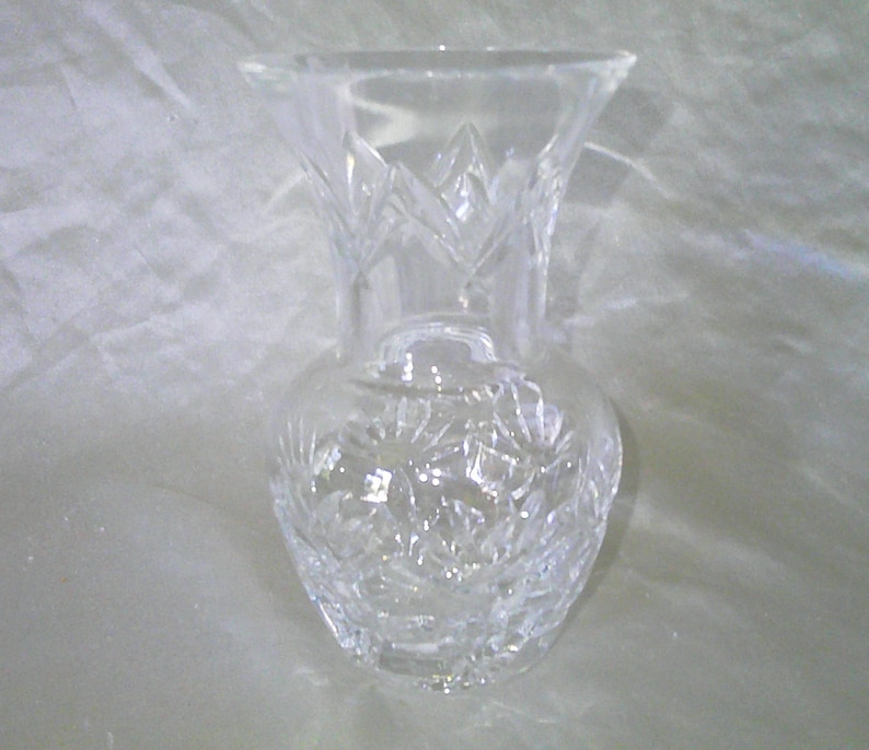 Signed Waterford Crystal Flower Vase W Floral Pattern 6 1/8 Etsy